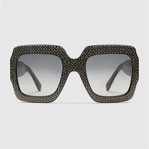 gucci glitter square sunglasses|gucci bedazzled sunglasses.